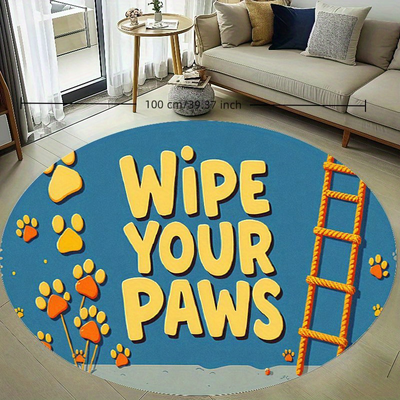 Baby Nursery Animal Theme - Yuvarlak Pençe Baskılı Kreş Halısı Sevimli