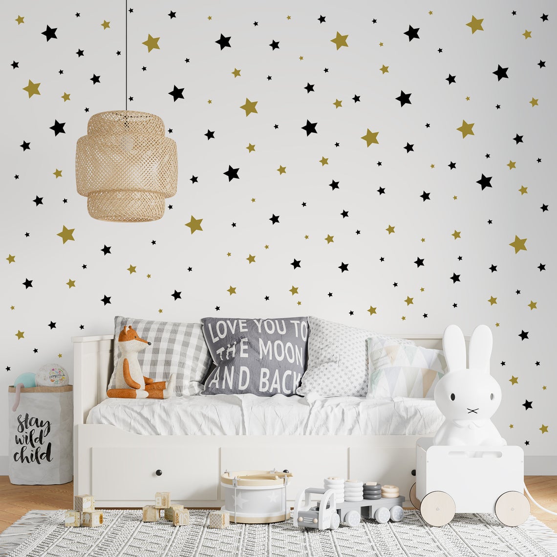 Baby Nursery Decals - Karikatür 65 Adet Yıldız Duvar Sticker