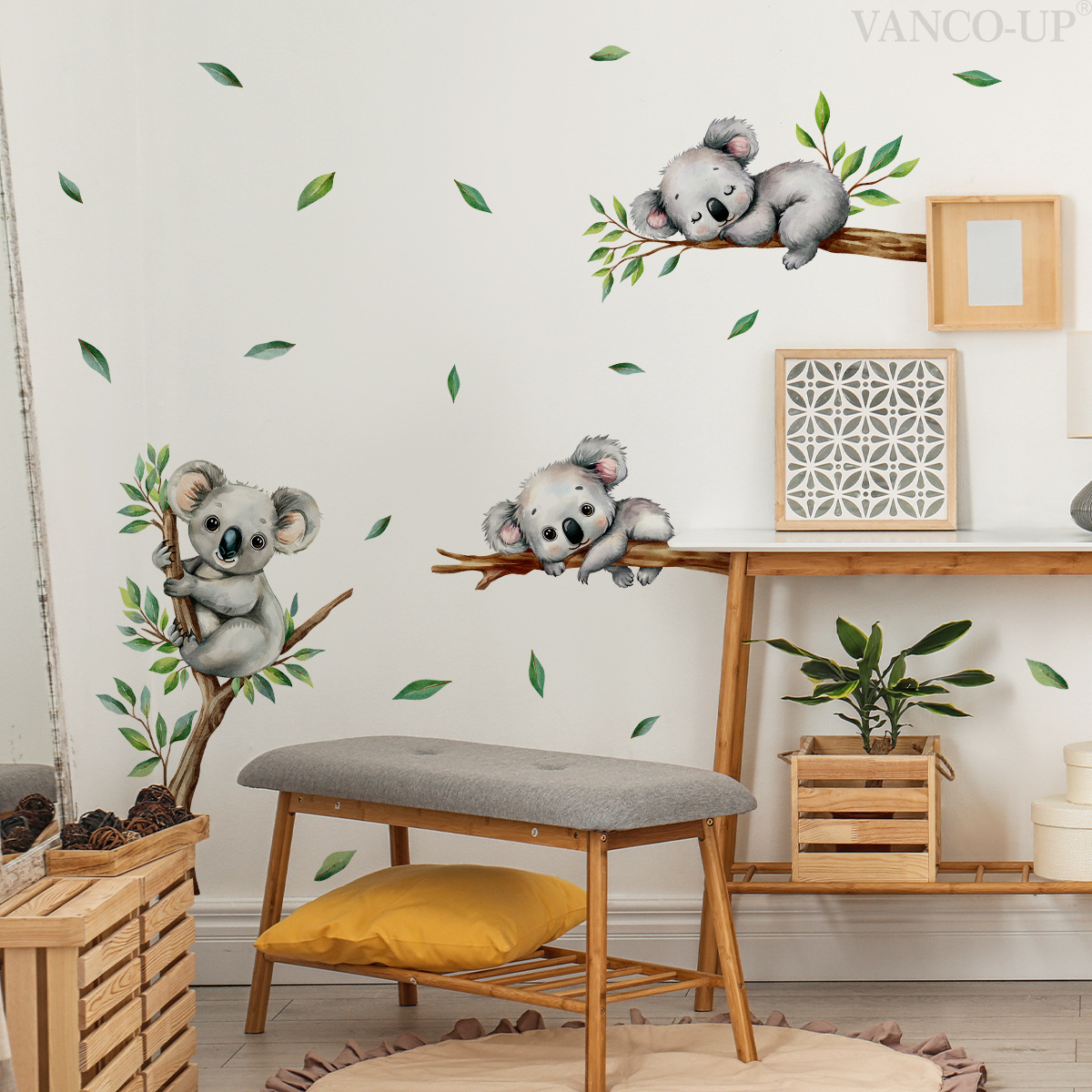 Baby Nursery Decals - Karikatür Koala Tırmanma Ağacı Dalı Duvar