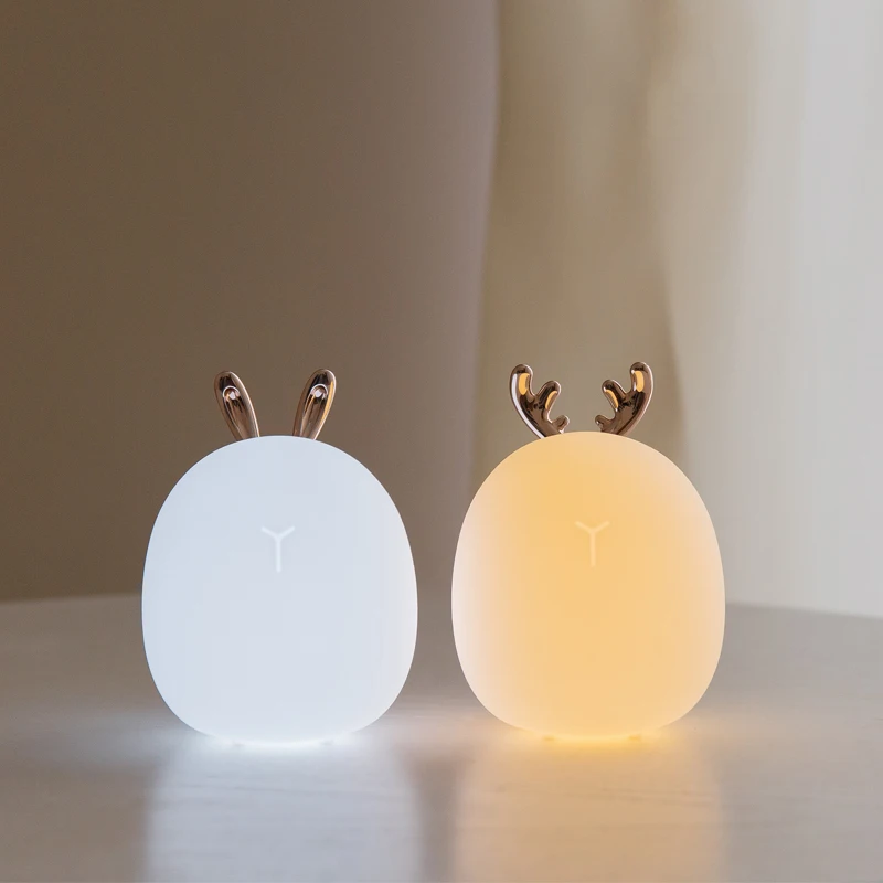 Baby Nursery Egg Light - Led karton geyik tavşan silikon gece