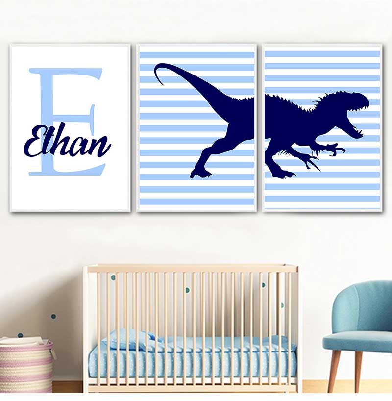 Baby Nursery Name Wall Art - Sanat tuval boyama İskandinav posterler ve