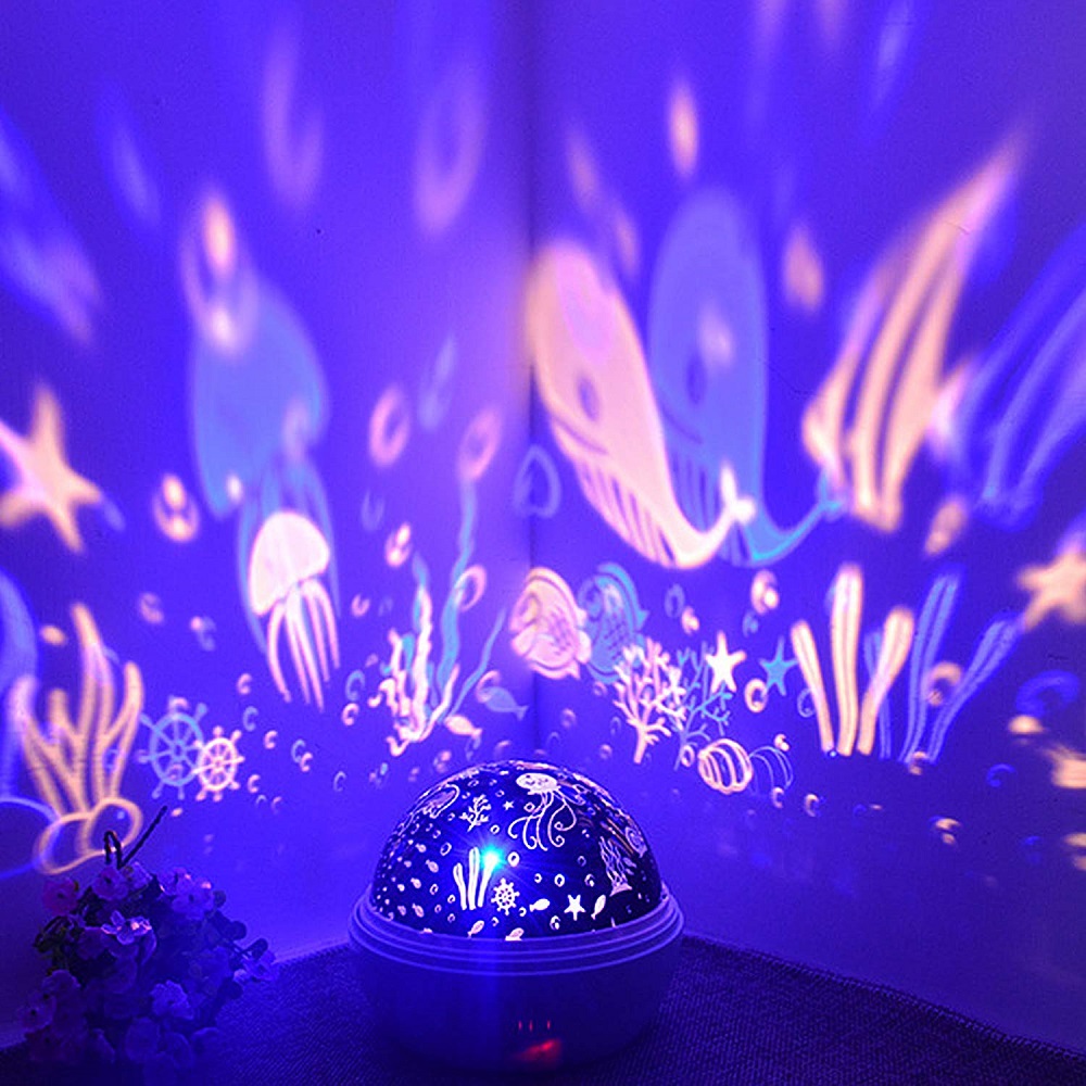 Baby Nursery Colors - 8 renk Dönen Yıldız Projektör Gece