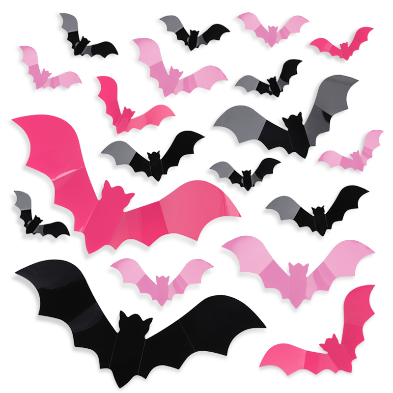 Baby Nursery Decals - 24/48 adet cadılar bayramı pembe yarasalar