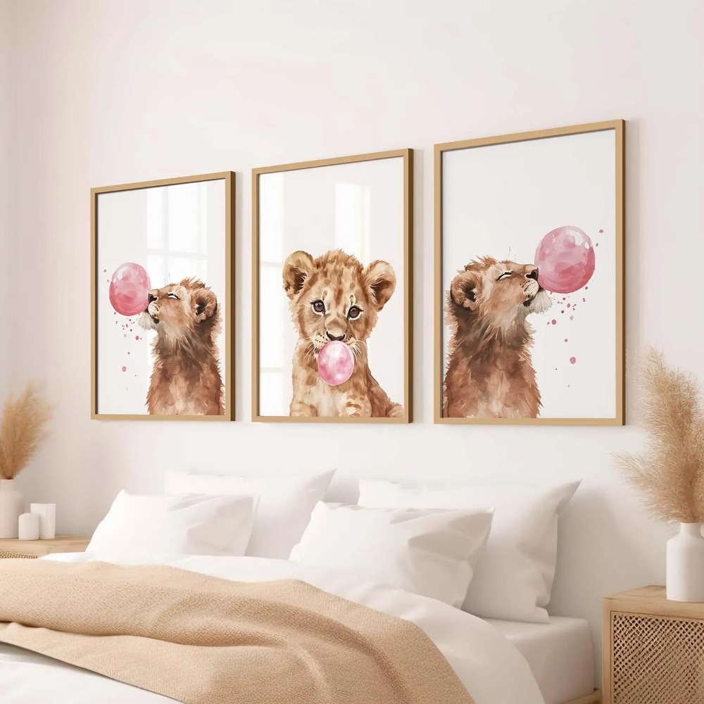 Baby Nursery Animal Theme - Aslan Yavrusu Kreş Duvar Sanatı Seti