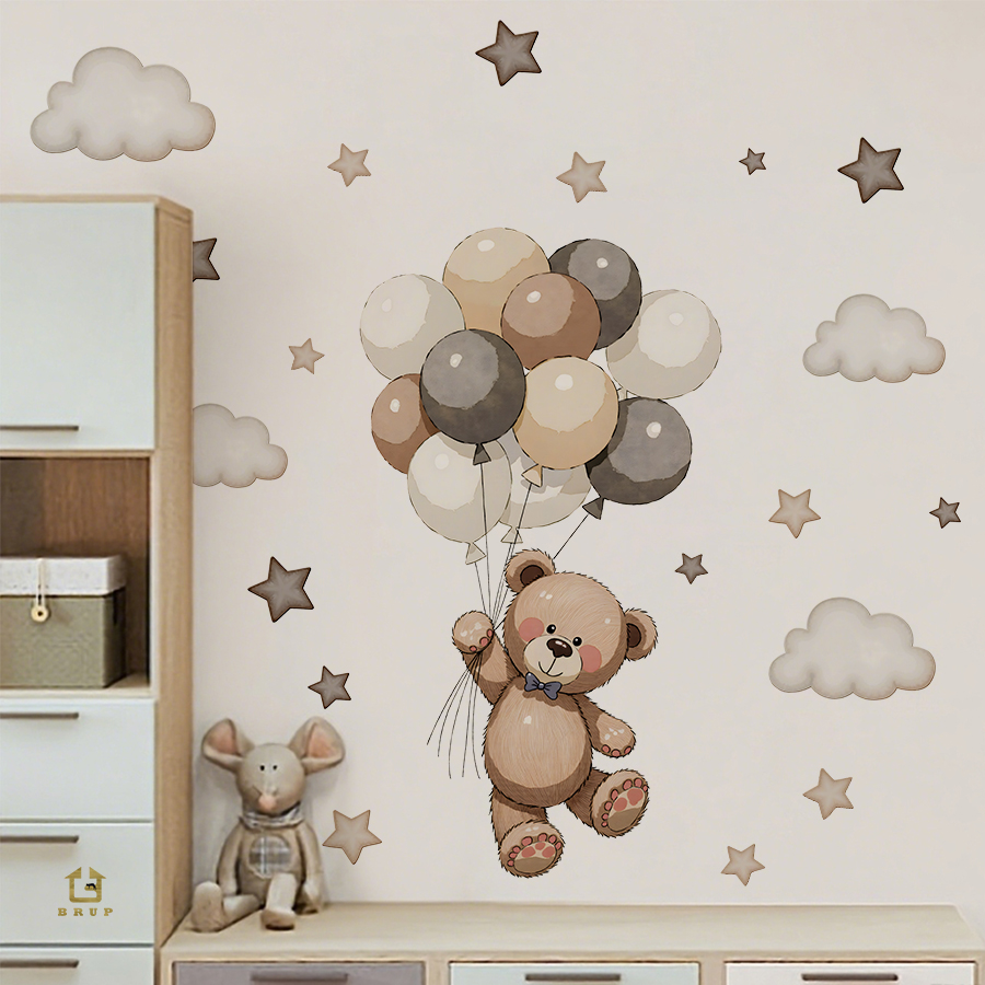 Baby Nursery Decals - Sevimli Oyuncak Ayı Duvar Çıkartmaları, Çocuk