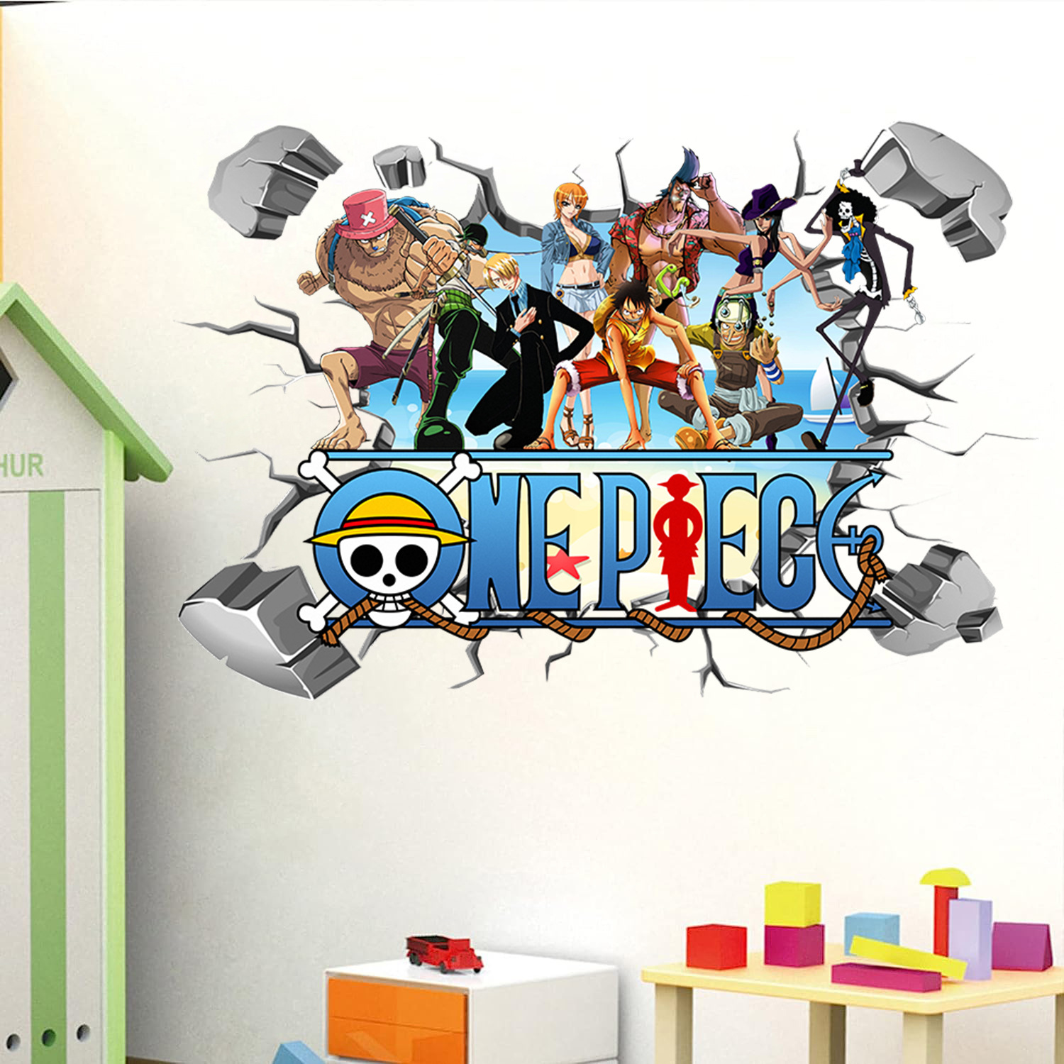 Baby Nursery Decals - Karikatür tek parça Luffy 3D duvar