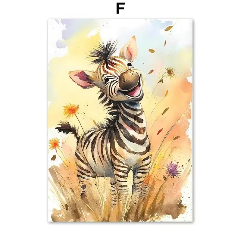 Animals Baby Nursery - Suluboya Aslan Zürafa Kaplan Fil Zebra