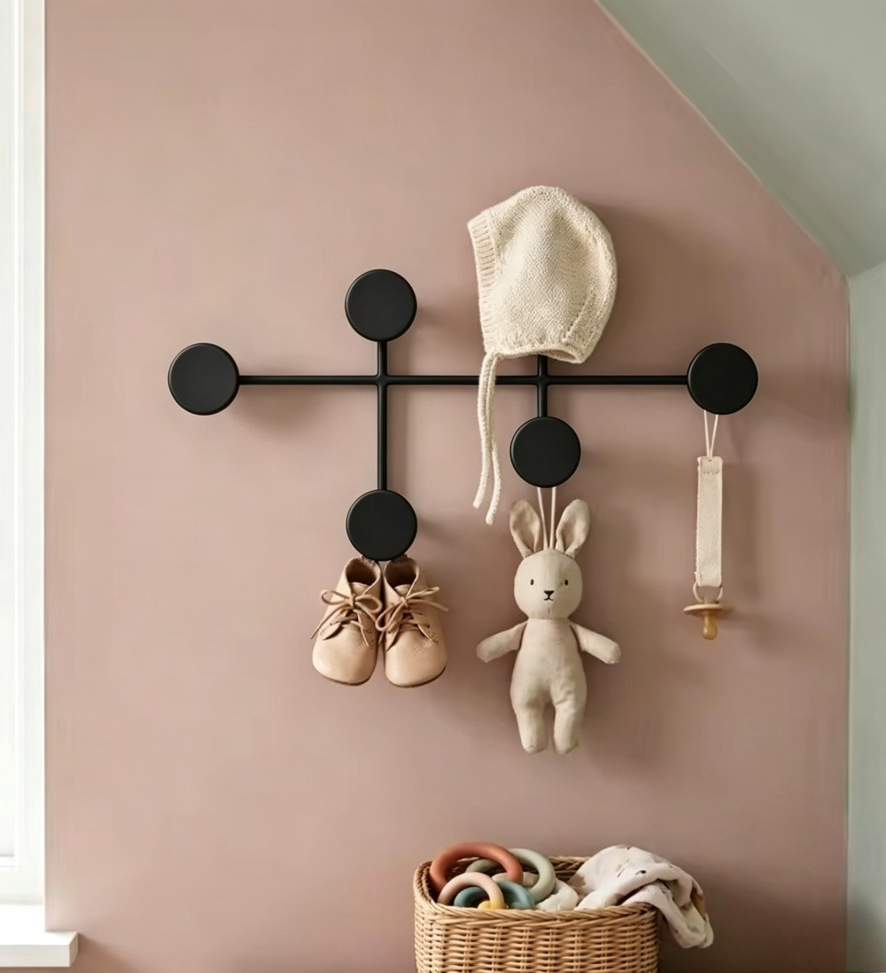 Baby Nursery Hooks - Modern Siyah Metal Duvara Monte Askılık,