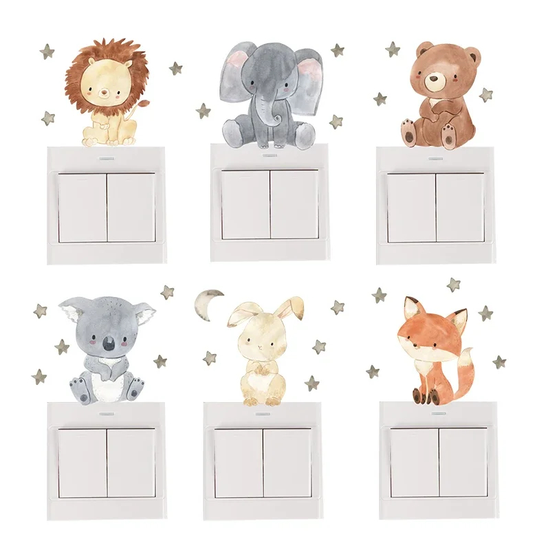 Baby Nursery Decals - 1/2/4/6 takım karikatür hayvanlar duvar çıkartmaları