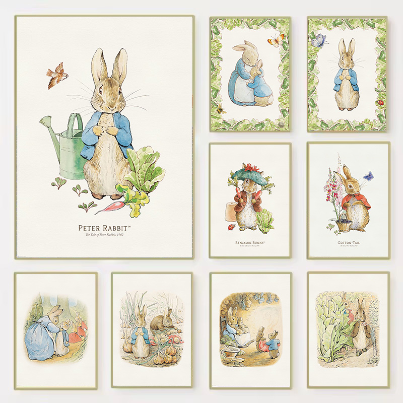 Baby Nursery Vintage Decor - 1 adet çerçevesiz dekoratif sanat baskı,