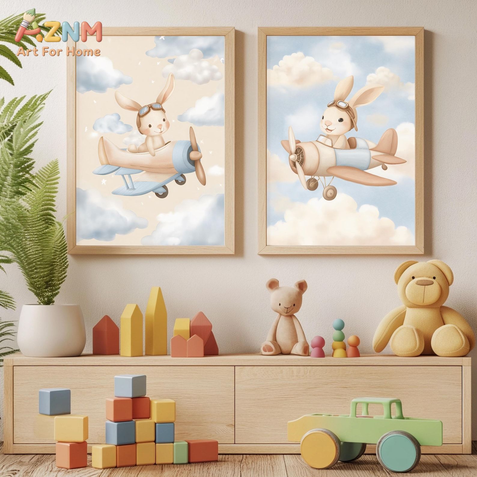 Tavşan Uçak Duvar Sanatı Seti  - Baby Nursery Animal Theme incelemesi ve fiyatı