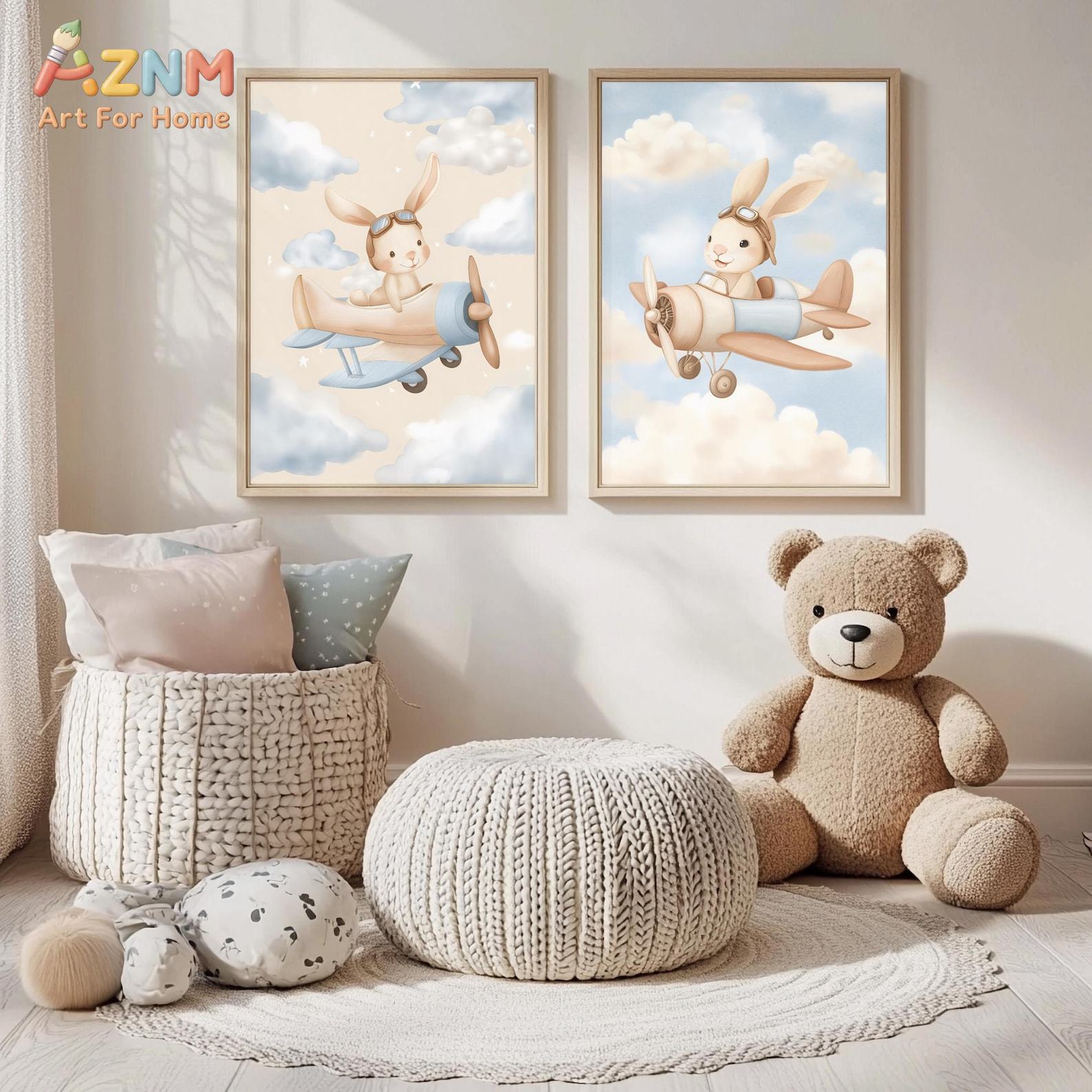 Tavşan Uçak Duvar Sanatı Seti  - Baby Nursery Animal Theme incelemesi ve fiyatı