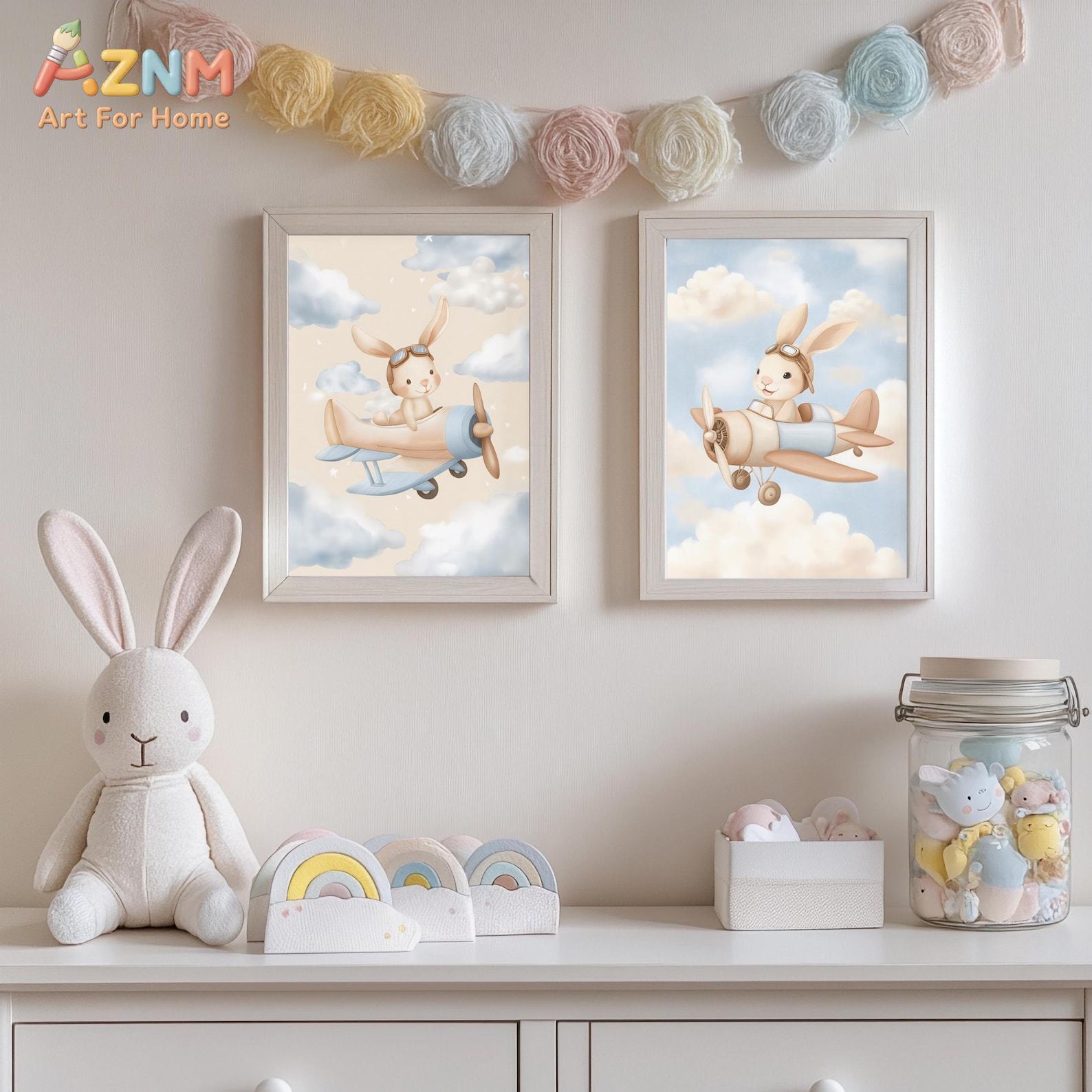 Tavşan Uçak Duvar Sanatı Seti  - Baby Nursery Animal Theme incelemesi ve fiyatı