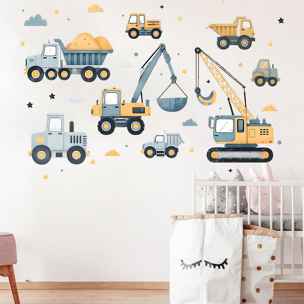 Karikatür Ekskavatör Araçlar S - Baby Nursery Decals incelemesi ve fiyatı