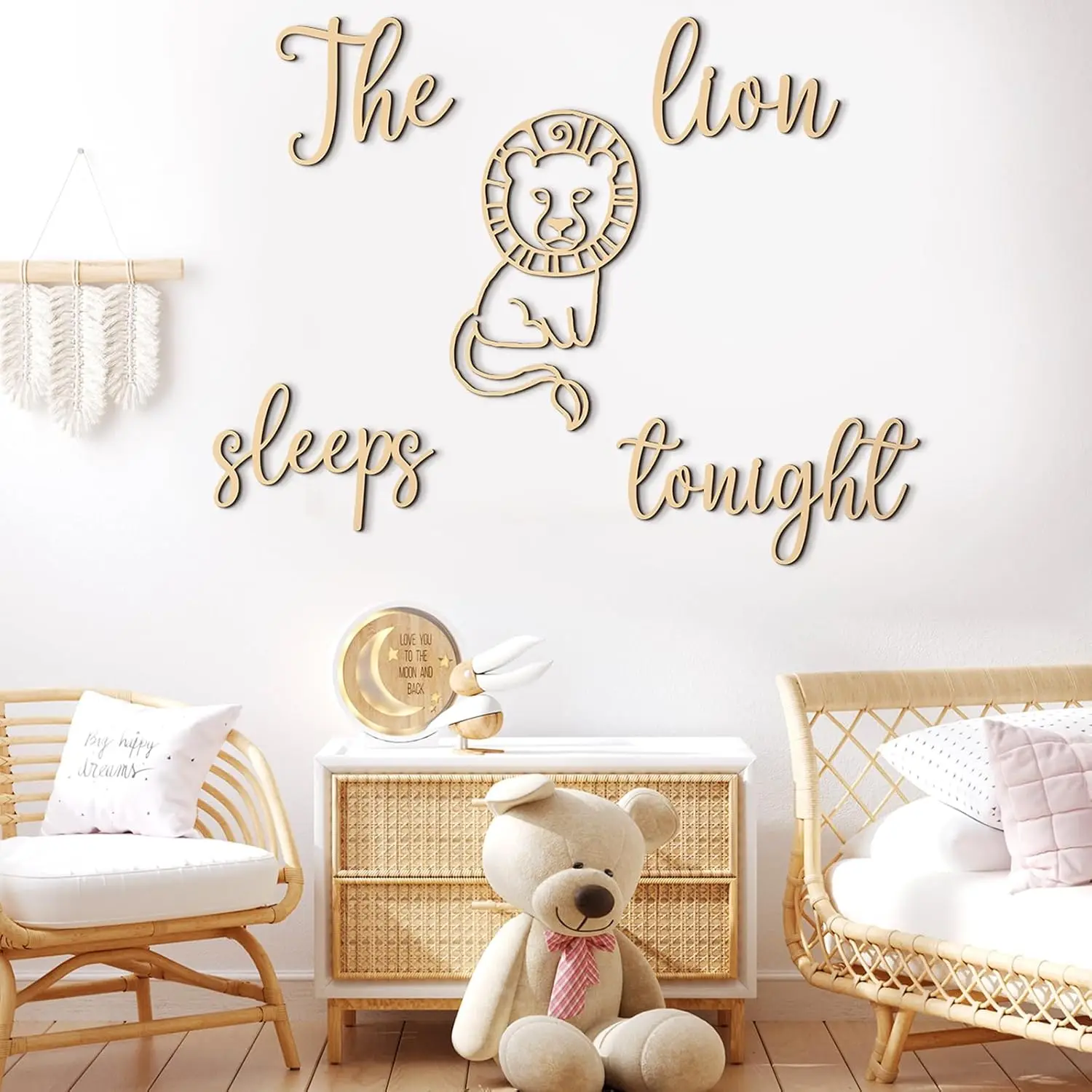Aslan Bugün Gece Uyuyor Ahşap  - Baby Nursery Animal Theme incelemesi ve fiyatı