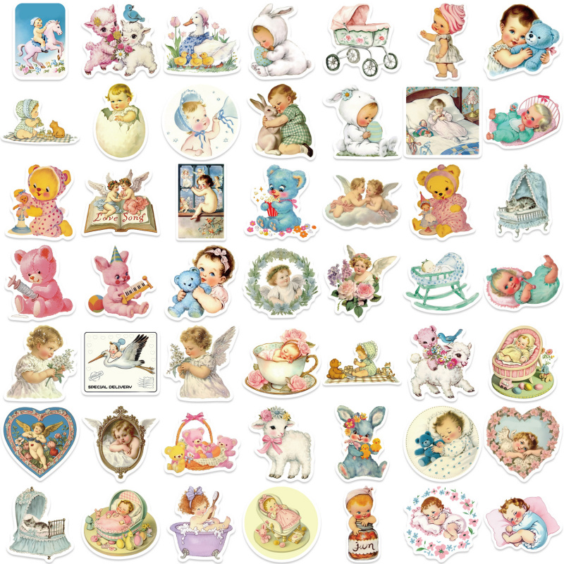 50 adet Vintage Bebek Çıkartma - Baby Nursery Vintage Decor incelemesi ve fiyatı