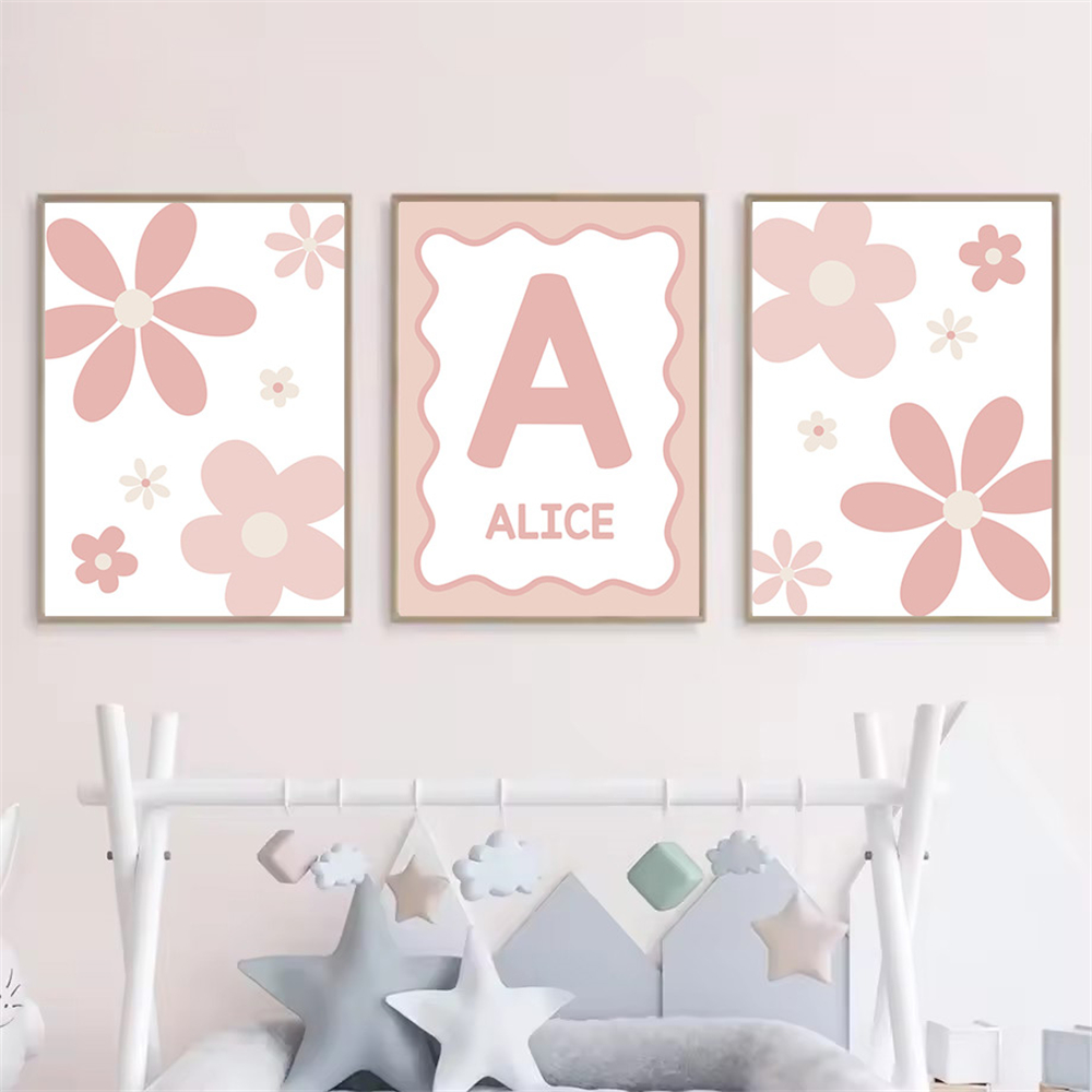 Karikatür Pembe Papatya Poster - Baby Nursery Name Wall Art incelemesi ve fiyatı