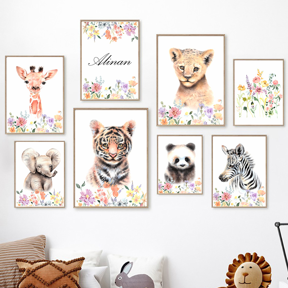 Özel Ad Kaplan Panda Fil Züraf - Baby Nursery Name Wall Art incelemesi ve fiyatı