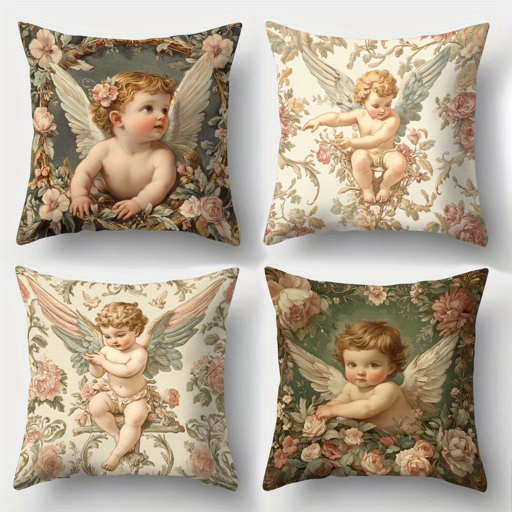 Baskılı Melek Çiçekli Yastık K - Baby Nursery Vintage Decor incelemesi ve fiyatı