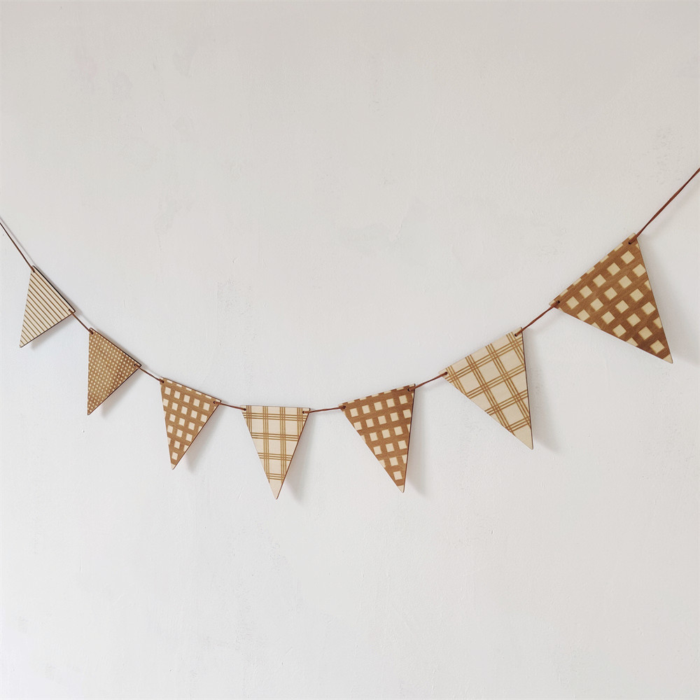 İskandinav ahşap üçgen bayrak  - Baby Nursery Bunting incelemesi ve fiyatı