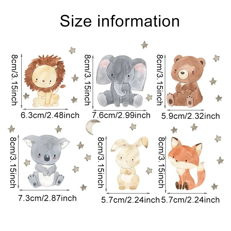 1/2/4/6 takım karikatür hayvan - Baby Nursery Decals incelemesi ve fiyatı