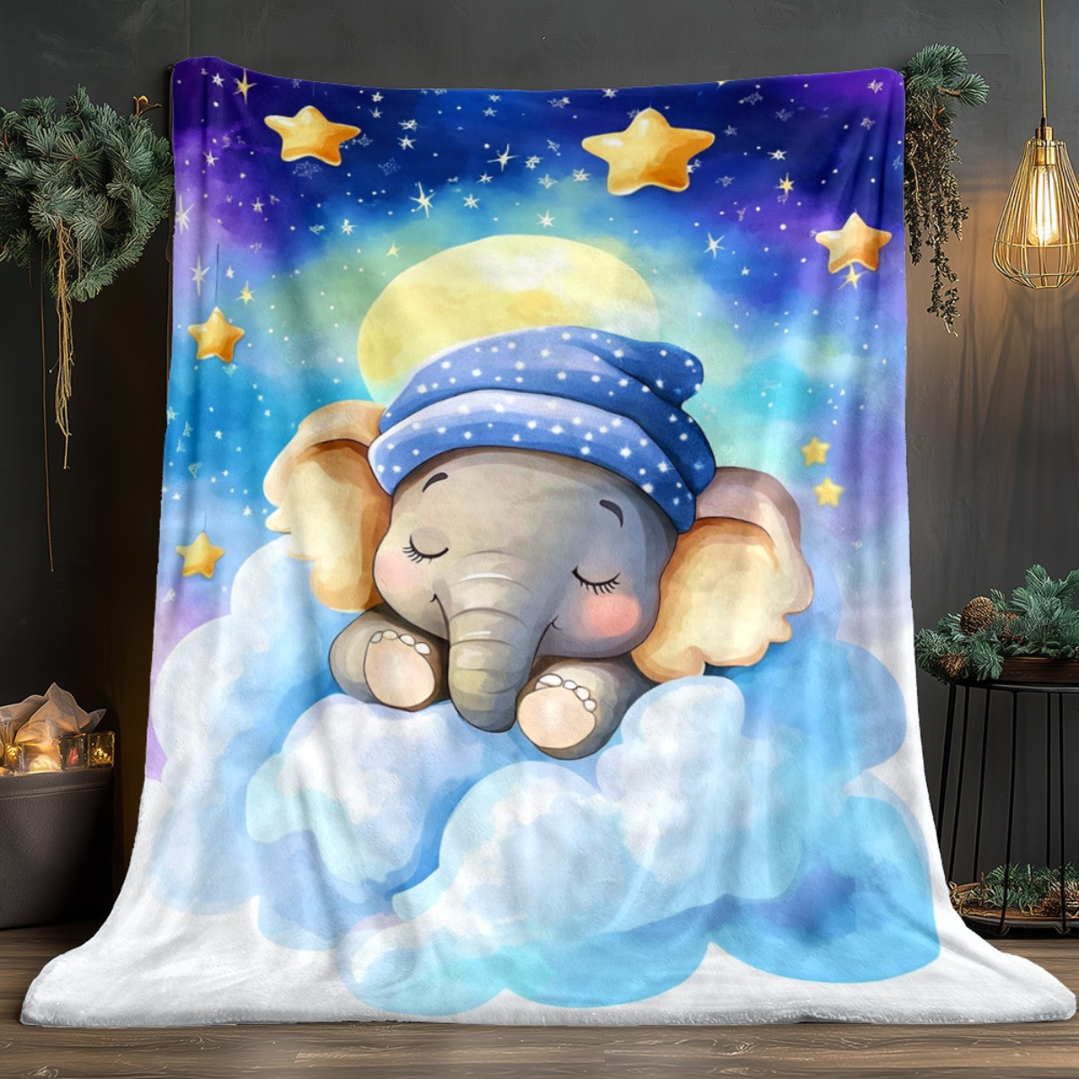 Uyuyan Bebek Fil Bulut Yıldızl - Baby Nursery Animal Theme incelemesi ve fiyatı