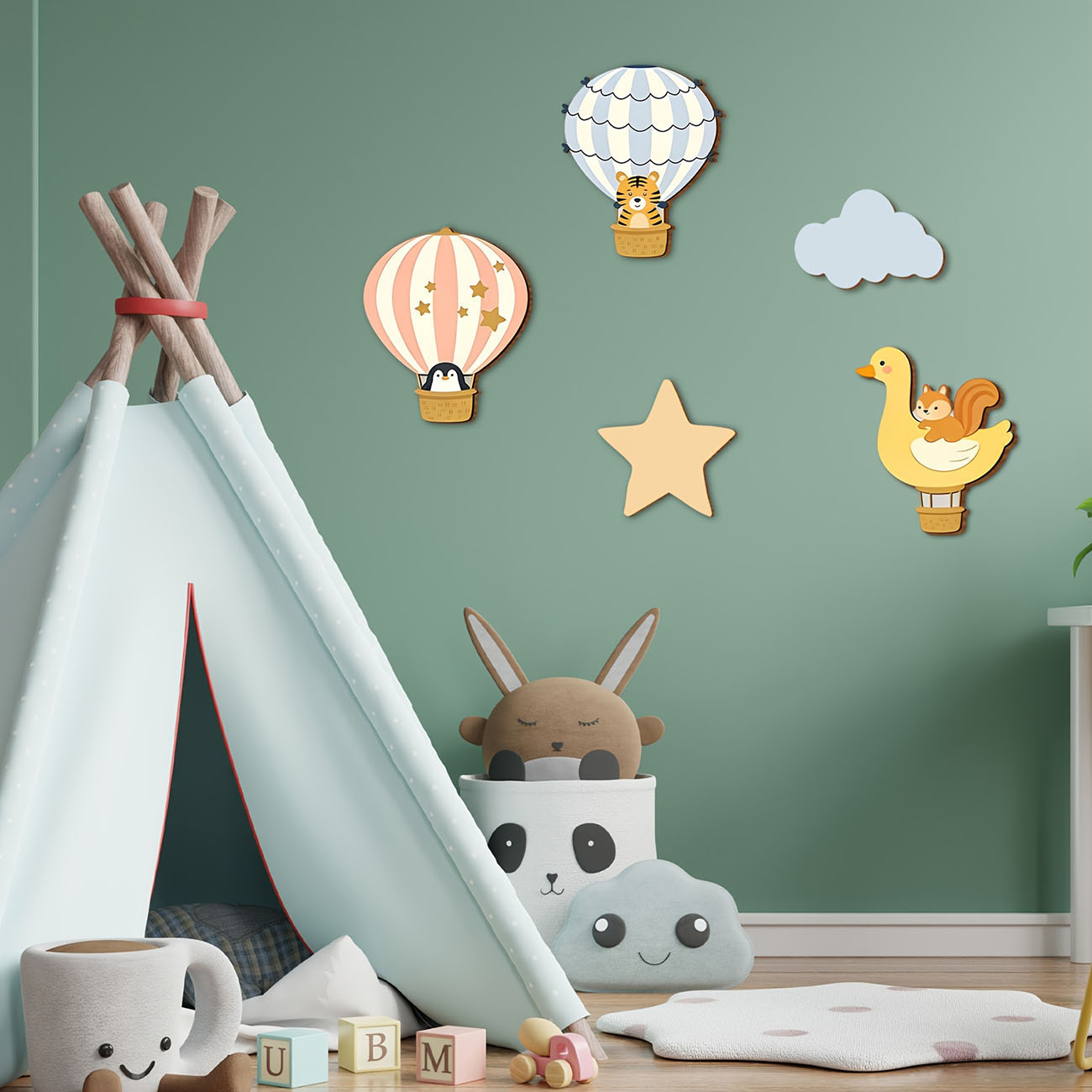 5 Adet Hayvan Sıcak Hava Balon - Baby Nursery Decals incelemesi ve fiyatı